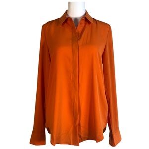 NWT H&M 0 Long Sleeve Orange Button Down Blouse